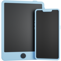 3d rendering blue tablet and smartphone isolated png