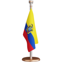 3d rendering of Ecuador flagpole isolated png