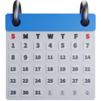 3d tolkning komplett kalender utan månader isolerat png