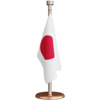 Representación 3D del asta de la bandera de Japón aislado png