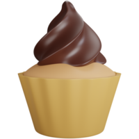 cupcakes de chocolate de renderização 3D isolados png