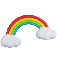 3D-Rendering Regenbogen mit zwei Wolken isoliert png