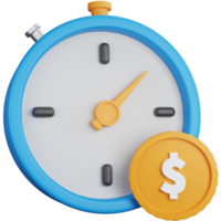 3d rendering time and money isolated png