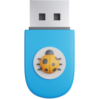 3d rendering flash drive infected malware isolated png