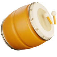 3d rendering drum with sticks isolated png