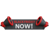 3d rendering black friday banner with two megaphone isolated png