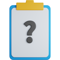 3d rendering task list with question mark isolated png