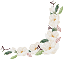 waterverf wit magnolia bloem en blad boeket clip art png