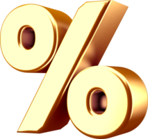 3D Golden Percent Icon png