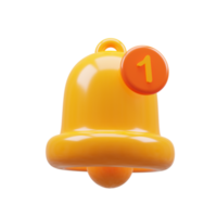 3D Rendering golden notification bell png