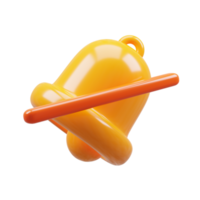 3D Rendering golden notification bell png