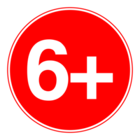 Age Rating sign over 6 on Transparent Background png