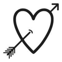 Hand drawn heart with arrow on Transparent Background png