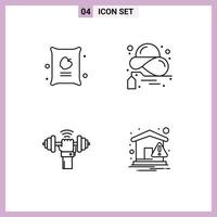 4 Line concept for Websites Mobile and Apps farming dumbbell bag lady hat lifting Editable Vector Design Elements