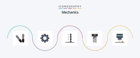 paquete de iconos de 5 planos de mecánica que incluye . tuerca. vector