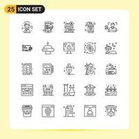 Line Pack of 25 Universal Symbols of fingerprint care shop spa drop Editable Vector Design Elements