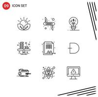 Pictogram Set of 9 Simple Outlines of profit business army balance fintech Editable Vector Design Elements