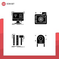 4 Universal Solid Glyphs Set for Web and Mobile Applications control design remote protect digital Editable Vector Design Elements