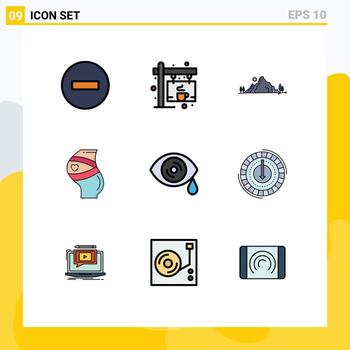 9 Universal Filledline Flat Colors Set for Web and Mobile Applications pregnant safety board belt nature Editable Vector Design Elements