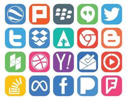 20 Social Media Icon Pack Including stockoverflow windows media player chrome inbox yahoo vector