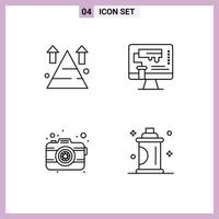 Set of 4 Commercial Filledline Flat Colors pack for mountain tool sucess design photo Editable Vector Design Elements