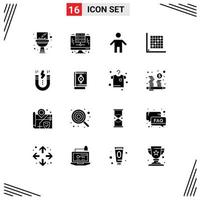 16 Universal Solid Glyphs Set for Web and Mobile Applications creative form dad edit color Editable Vector Design Elements