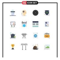 16 Universal Flat Color Signs Symbols of advertisement protection brainstorming energy target Editable Pack of Creative Vector Design Elements