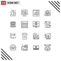 Modern Set of 16 Outlines Pictograph of heating waste browser pollution programming Editable Vector Design Elements