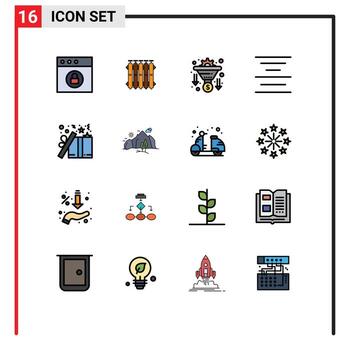 Modern Set of 16 Flat Color Filled Lines and symbols such as christmas gift conversion text align Editable Creative Vector Design Elements