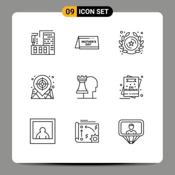 grupo de 9 esquemas modernos establecidos para decisiones insignia web mapa objetivo elementos de diseño vectorial editables vector