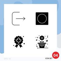 Set of 4 Commercial Solid Glyphs pack for logout badge creative overlay flower Editable Vector Design Elements