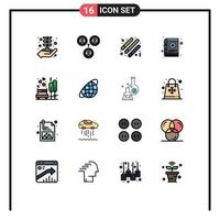 Pack of 16 creative Flat Color Filled Lines of bench love night notes content Editable Creative Vector Design Elements
