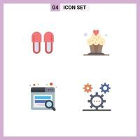 4 Creative Icons Modern Signs and Symbols of beauty seo relaxation cupcake coding Editable Vector Design Elements