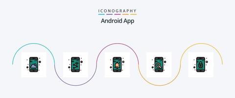 Android App Line Filled Flat 5 Icon Pack Including app. phone. wifi. mobile. user vector