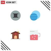 paquete de 4 iconos planos creativos de elementos de diseño vectorial editables de copa de sol de eclipse de corazón antiguo vector