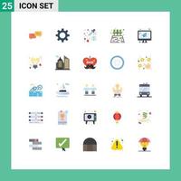 25 Universal Flat Color Signs Symbols of bulb laptop device email tree Editable Vector Design Elements