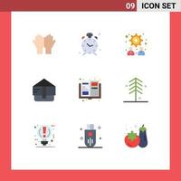 Mobile Interface Flat Color Set of 9 Pictograms of items purse reminder fashion teamwork Editable Vector Design Elements