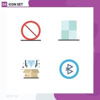 Pack of 4 Modern Flat Icons Signs and Symbols for Web Print Media such as block box stop interior diamond Editable Vector Design Elements