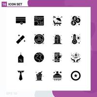 Mobile Interface Solid Glyph Set of 16 Pictograms of design coins app budget romance Editable Vector Design Elements