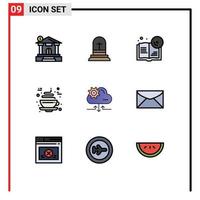 Universal Icon Symbols Group of 9 Modern Filledline Flat Colors of setting hot book cup chocolate Editable Vector Design Elements