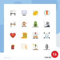 Group of 16 Modern Flat Colors Set for location trip imac road para cord Editable Pack of Creative Vector Design Elements