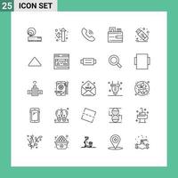 Universal Icon Symbols Group of 25 Modern Lines of usb flash communication drive money Editable Vector Design Elements