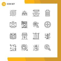 Stock Vector Icon Pack of 16 Line Signs and Symbols for interface pencil leadership development compass Editable Vector Design Elements