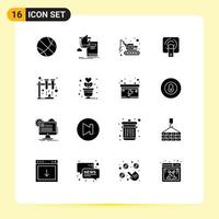 Set of 16 Modern UI Icons Symbols Signs for space chemistry excavator screen tuch Editable Vector Design Elements