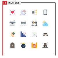 Universal Icon Symbols Group of 16 Modern Flat Colors of iphone mobile muslim smart phone social Editable Pack of Creative Vector Design Elements