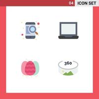 Modern Set of 4 Flat Icons Pictograph of find robbit online laptop panorama Editable Vector Design Elements