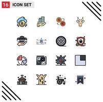 Universal Icon Symbols Group of 16 Modern Flat Color Filled Lines of adornment financial sustainable finance dollar Editable Creative Vector Design Elements