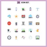 Editable Vector Line Pack of 25 Simple Flat Colors of list job battery delivery filter Editable Vector Design Elements