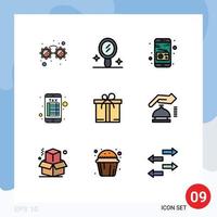 9 Thematic Vector Filledline Flat Colors and Editable Symbols of security alarm internet banking gdpr box Editable Vector Design Elements