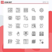 25 iconos creativos, signos y símbolos modernos de expandir anuncios, dietas, anuncios, investigación, elementos de diseño de vectores editables